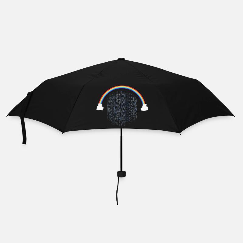 Rainbow with Rain Drops Pattern - Umbrella (small) - black
