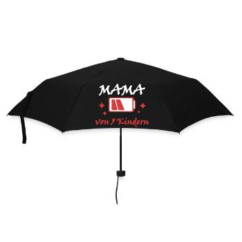 Akku leer Mama von 5 Kindern Mutter Muttertag Kind - Regenschirm (klein) - Schwarz - Vorne