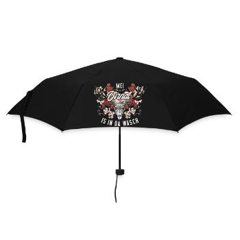 Dirndl Ersatz Hirsch und Rosen - Regenschirm (klein) - Schwarz - Vorne