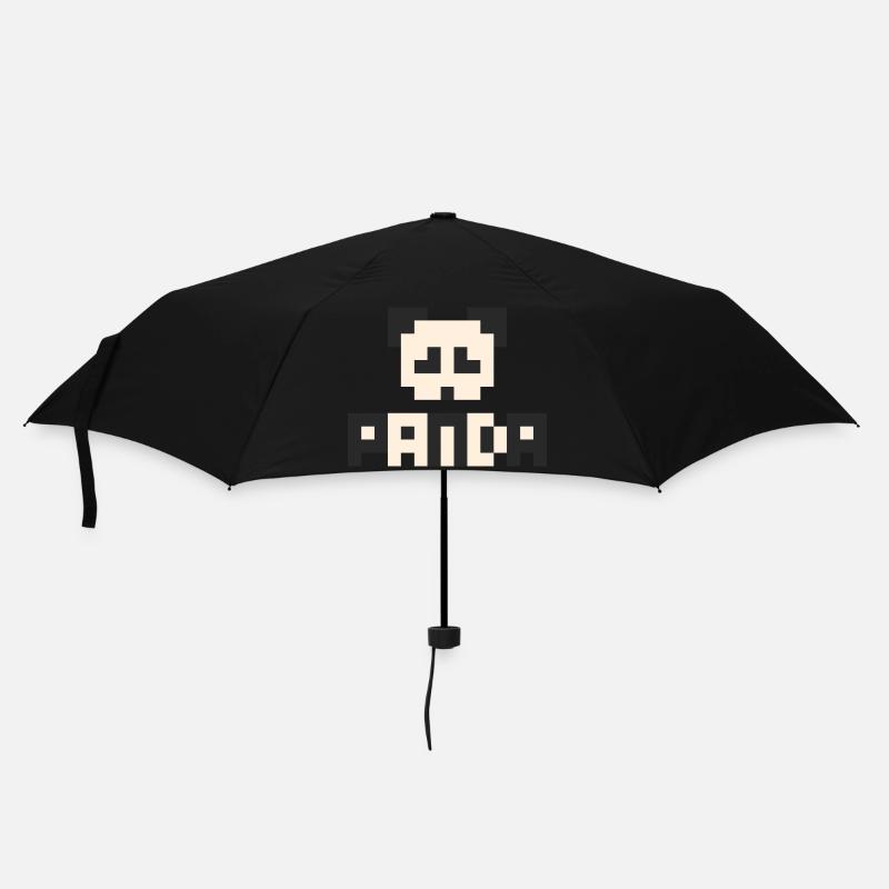 8bit panda - Regenschirm (klein) - Schwarz