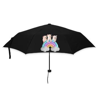 Kawai Colorful Rainbow Cat kitten lovers Kitty - Umbrella (small) - black - Front
