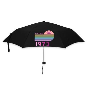 Anniversaire 50 ans vintage 1973 femme rose violet - Parapluie standard - noir - Devant