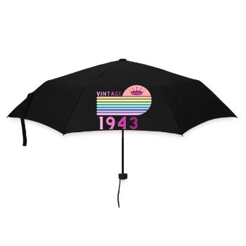 Anniversaire 80 Ans vintage 1943 femme rose violet - Parapluie standard - noir - Devant