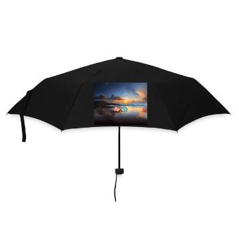 hugadino, dinos on the beach, cute dinosaur - Umbrella (small) - black - Front