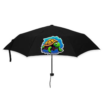 Hübsche Schildkröte, schwimmend - Regenschirm (klein) - Schwarz - Vorne