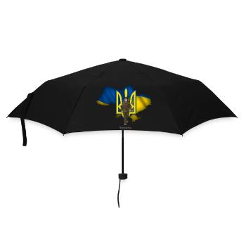 Ukraine Umriss Dreizack Selenskyj - Regenschirm (klein) - Schwarz - Vorne