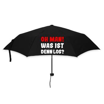 Oh man was ist denn Los - Regenschirm (klein) - Schwarz - Vorne