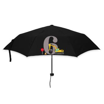 6th anniversary excavator - Umbrella (small) - black - Front
