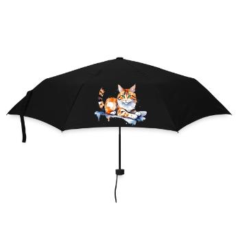 Katze im Schnee - Regenschirm (klein) - Schwarz - Vorne
