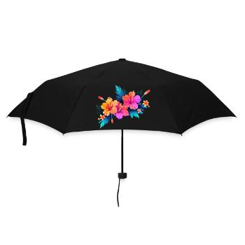 Hibiskus - Regenschirm (klein) - Schwarz - Vorne