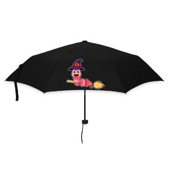 Wurm Hexe Besen - Regenschirm (klein) - Schwarz - Vorne
