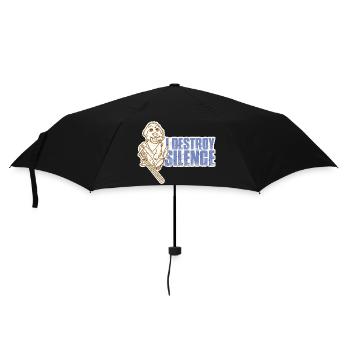 Hund Trompete Posaunist Musik Instrument - Regenschirm (klein) - Schwarz - Vorne