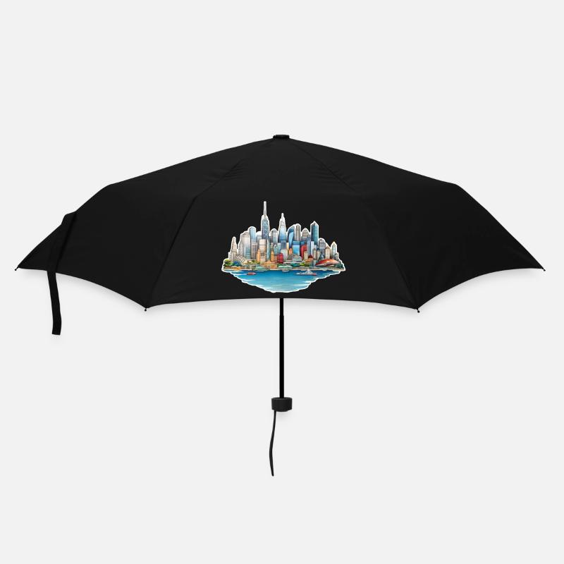 Skyline Großstadt - Regenschirm (klein) - Schwarz