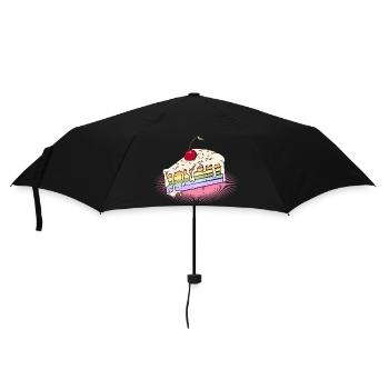 Morceau de gâteau arc-en-ciel avec cerise dans le style bande dessinée - Parapluie standard - noir - Devant