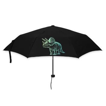 Triceratops Dinosaur Drawing Gradient Blue Green - Umbrella (small) - black - Front