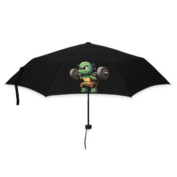 Schildkröte Hantel Workout Fitness Muskeln - Regenschirm (klein) - Schwarz - Vorne
