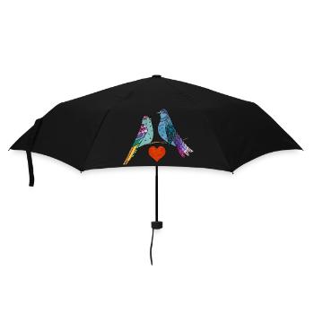 Bunte Vögel - Regenschirm (klein) - Schwarz - Vorne