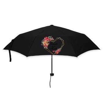 Bride's Witness Golden Heart Floral - Umbrella (small) - black - Front