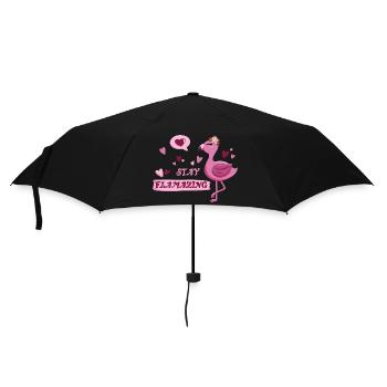 Cute flamingo with saying - Stay flamazing - Umbrella (small) - black - Front
