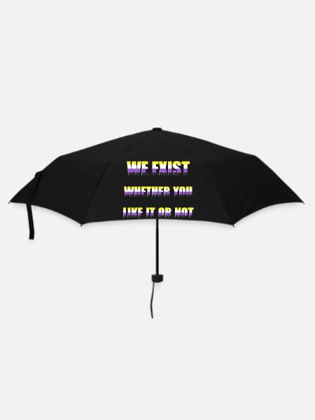 We Exist - Nicht-binäres Flag - Regenschirm (klein) - Schwarz