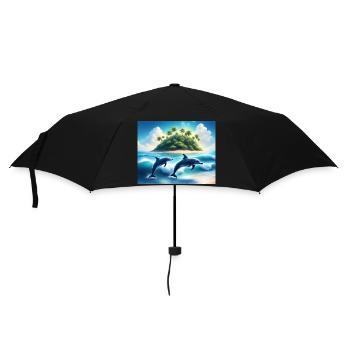 Tanz der Delfine – Tropische Inselträume - Regenschirm (klein) - Schwarz - Vorne