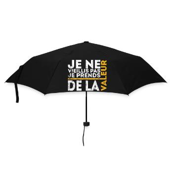 Ich werde nicht alt, ich steigere meinen Wert - Regenschirm (klein) - Schwarz - Vorne