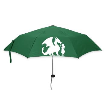 Mythischer Drache und Mädchen Silhouette Design - Regenschirm (klein) - Flaschengrün - Vorne