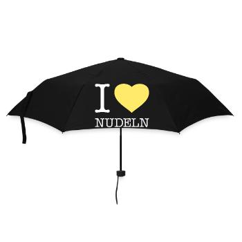 I love Nudeln - Regenschirm (klein) - Schwarz - Vorne