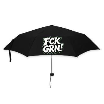 FCK GRN Statement Schriftzug - Regenschirm (klein) - Schwarz - Vorne
