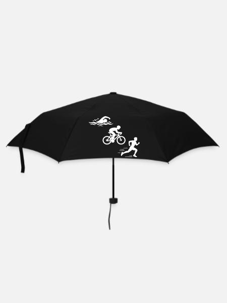 Triathlon Silhouette Triathlet - Regenschirm (klein) - Schwarz