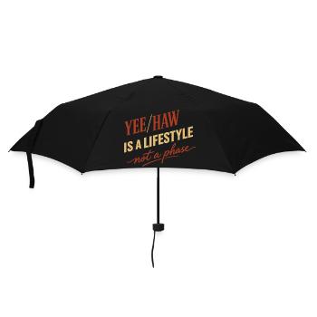 Lustiges Pronomen Yee Haw T-shirt Cowboy Humor - Regenschirm (klein) - Schwarz - Vorne
