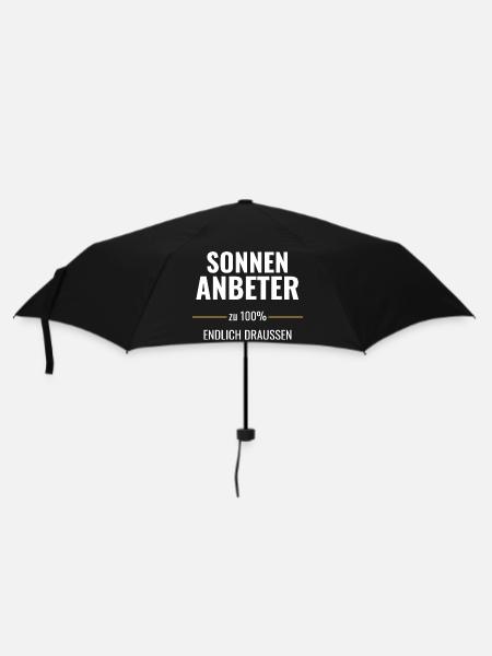 Sonnenanbeter zu 100% Endlich draußen - Regenschirm (klein) - Schwarz