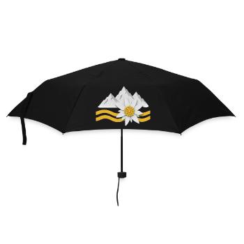 Montagnes des Alpes avec des fleurs d’Edelweiss Paysage naturel - Parapluie standard - noir - Devant
