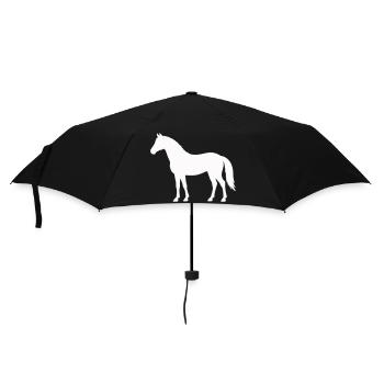 Horse silhouette in white on black - Umbrella (small) - black - Front