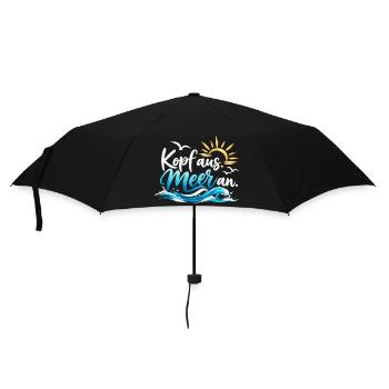 Kopf ins Meer: Sonnenwellen Typo - Regenschirm (klein) - Schwarz - Vorne