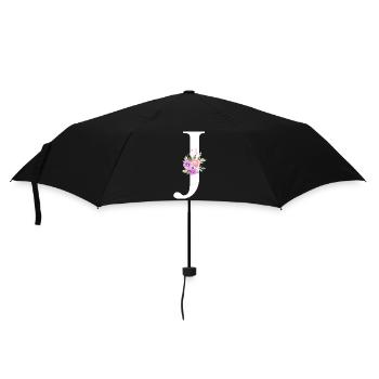 Lila Blumenbuchstabe j - Regenschirm (klein) - Schwarz - Vorne