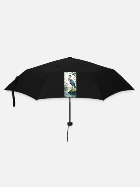 Junger Graureiher im Naturdesign - Regenschirm (klein) - Schwarz