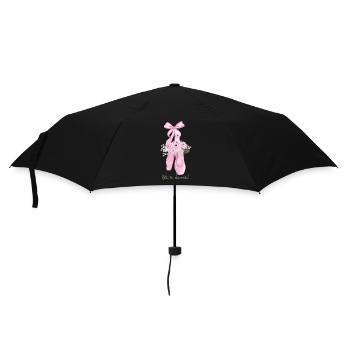 Rosa Ballettschuhe mit Blüten - Regenschirm (klein) - Schwarz - Vorne