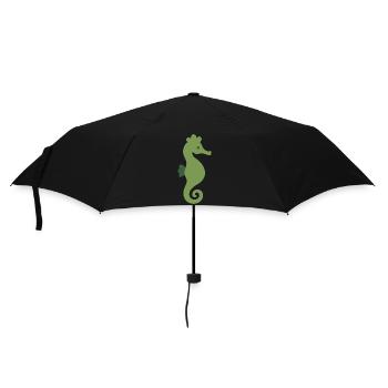Seepferdchen Meeresleben Geschenkidee Illustration - Regenschirm (klein) - Schwarz - Vorne