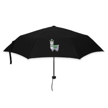 St. Patrick's Day Cute Llama Cartoon - Umbrella (small) - black - Front