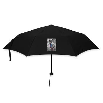 Schwarz-weißes Lama mit Brille - Regenschirm (klein) - Schwarz - Vorne