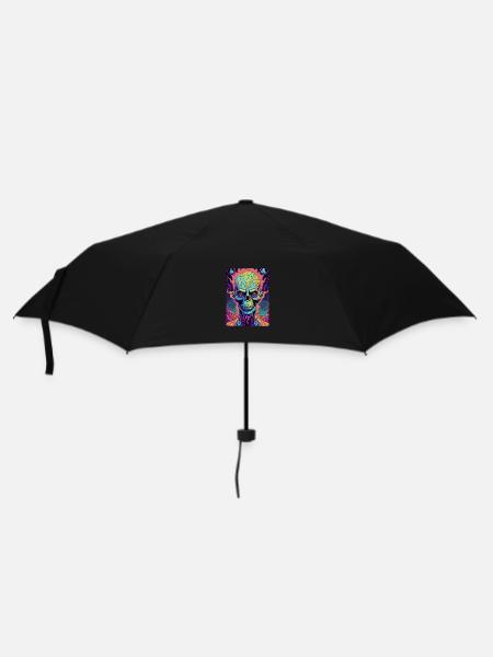 Scary Colored Biker Skull Face - Umbrella (small) - black