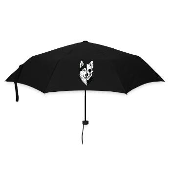 Husky Schädel Wolf - Regenschirm (klein) - Schwarz - Vorne