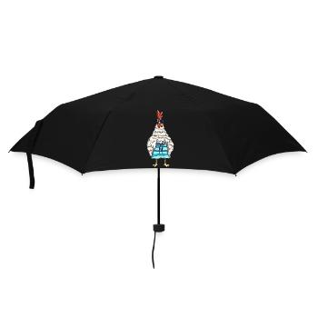 Lustiger Hahn Hühner und Huhn Design Chef im Stall - Regenschirm (klein) - Schwarz - Vorne