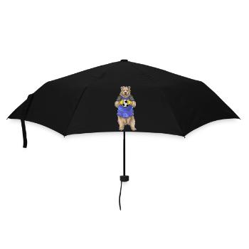 Bär Torwart Fußball - Regenschirm (klein) - Schwarz - Vorne