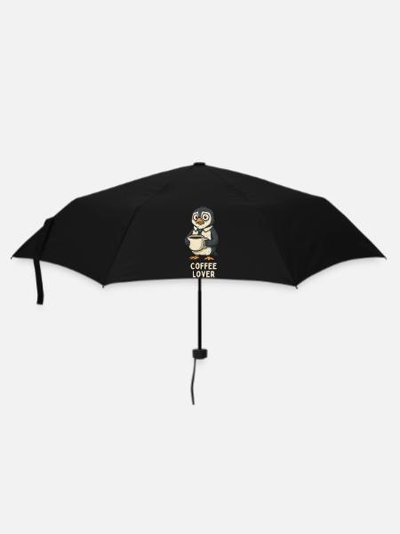 Kaffeeliebhaber Pinguin mit Tasse - Regenschirm (klein) - Schwarz