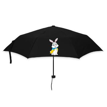 Un mignon lapin souriant porte un drapeau ukrainien - Parapluie standard - noir - Devant