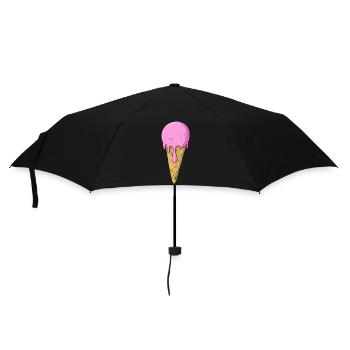 Eis | Rosa Pink Eiscreme | Ice Cream - Regenschirm (klein) - Schwarz - Vorne