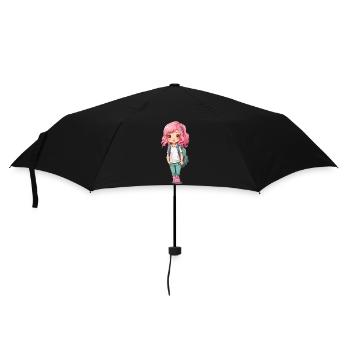 Cute School Freshman School Way Cartoon Design - Umbrella (small) - black - Front