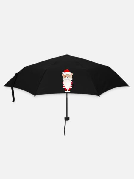 KLEINER WEIHNACHTS BÄR MIT SANTA MÜTZE UND BART - Regenschirm (klein) - Schwarz